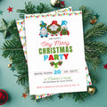 cute christmas party invitations with holiday gnomes wreaths and christmas lights